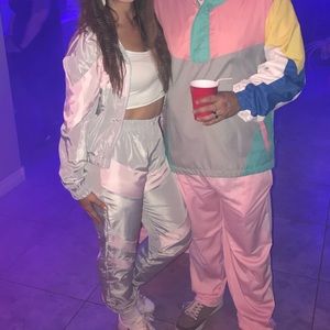 Grey & Pink Windbreaker Outfit. Size Medium